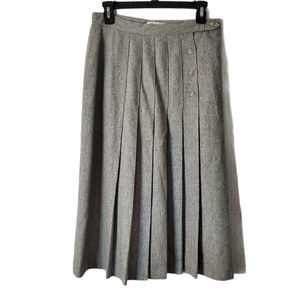 Vintage Wool Gray Pleated Button Skirt 70s XS Union Made